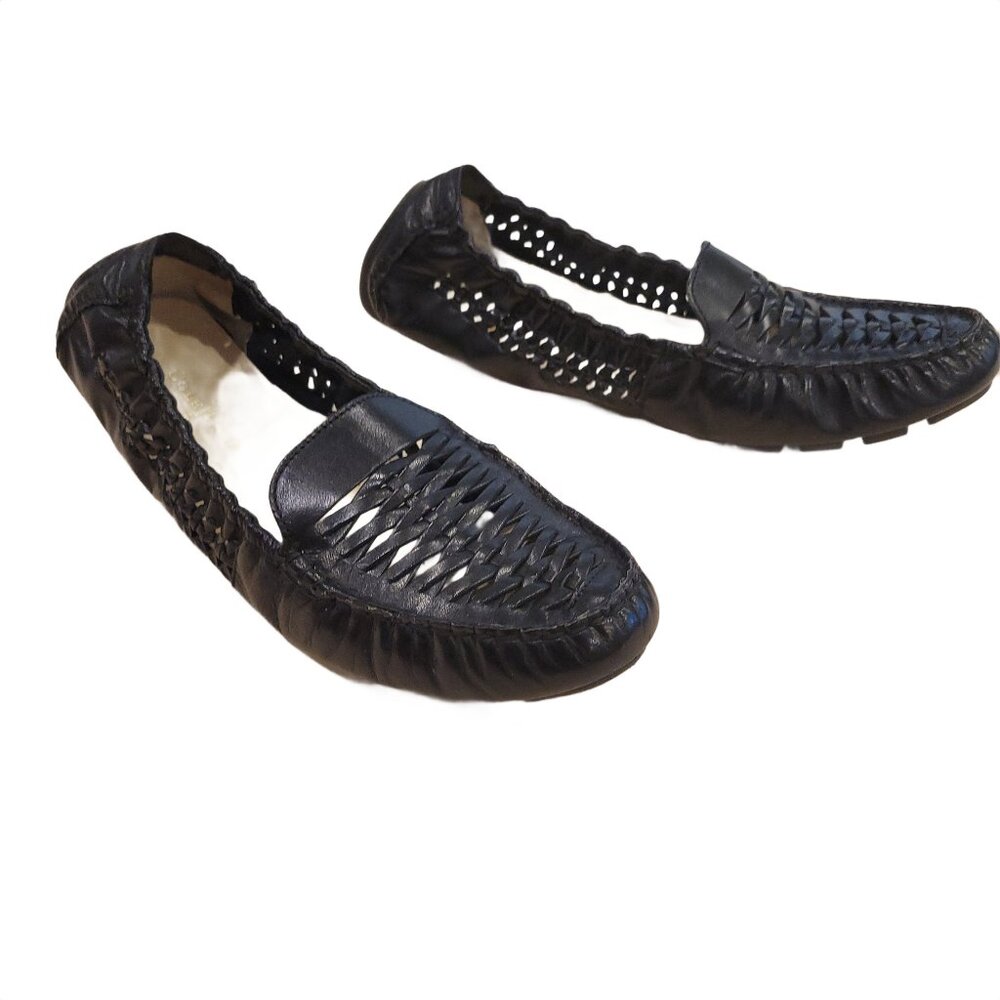 Cole Haan Women's Sadie Huarache Black Leather Flats, Size 11, New - Picture 2 of 6